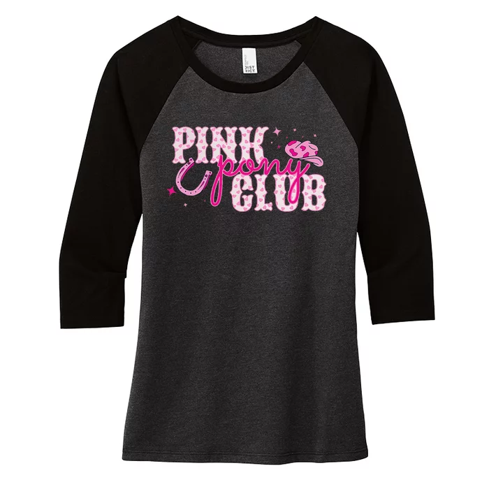 Pony And Heels Lover Pin.K Clubs Disco Birthday Cow Women's Tri-Blend 3/4-Sleeve Raglan Shirt