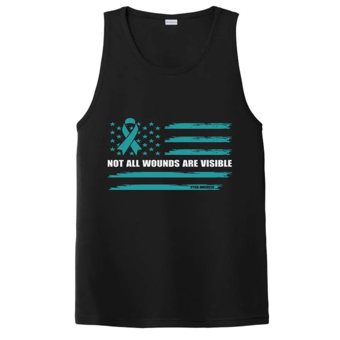 PTSD Awareness Hope Support Love America Flag Performance Tank