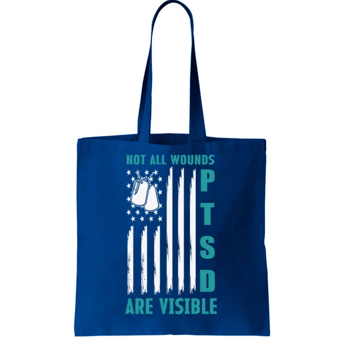 PTSD Awareness Hope Support Love American Flag Tote Bag