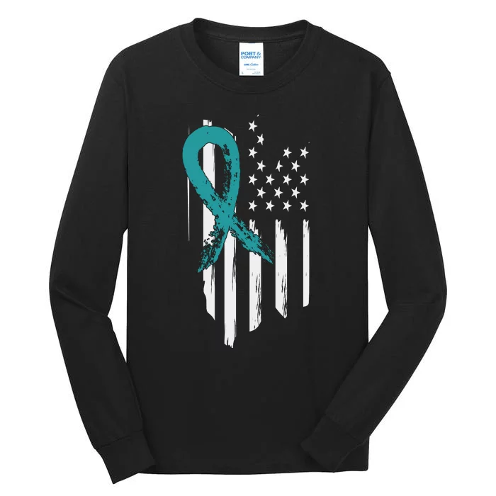 PTSD Awareness Hope Support Love American Flag Tall Long Sleeve T-Shirt