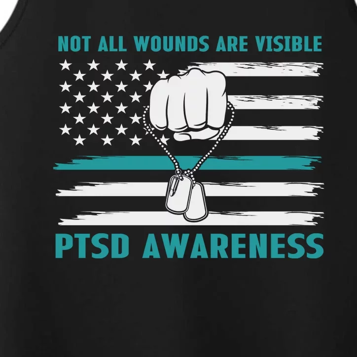 PTSD Awareness Hope Support Love Not All Wounds Are Visible Performance Tank