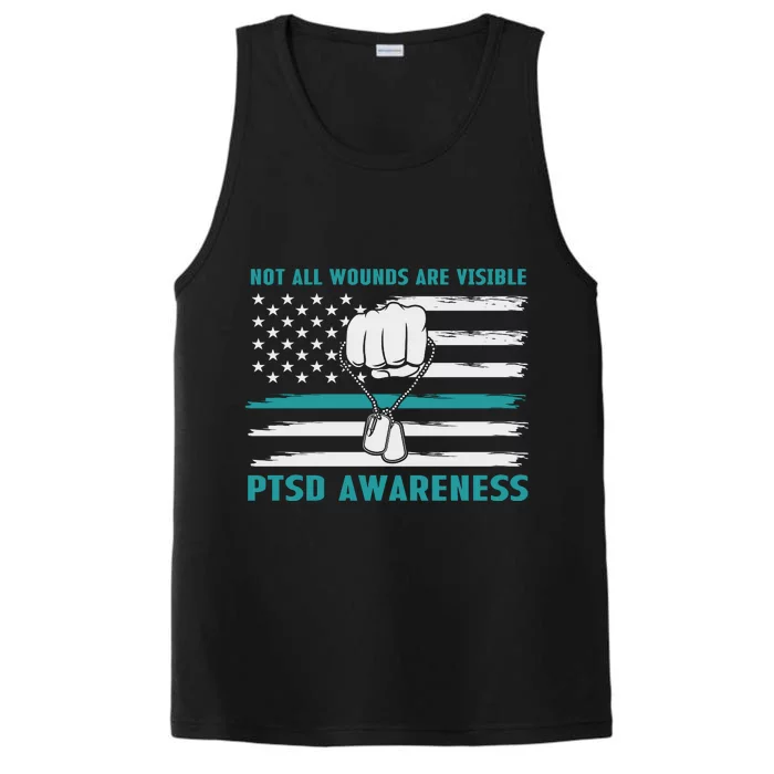 PTSD Awareness Hope Support Love Not All Wounds Are Visible Performance Tank