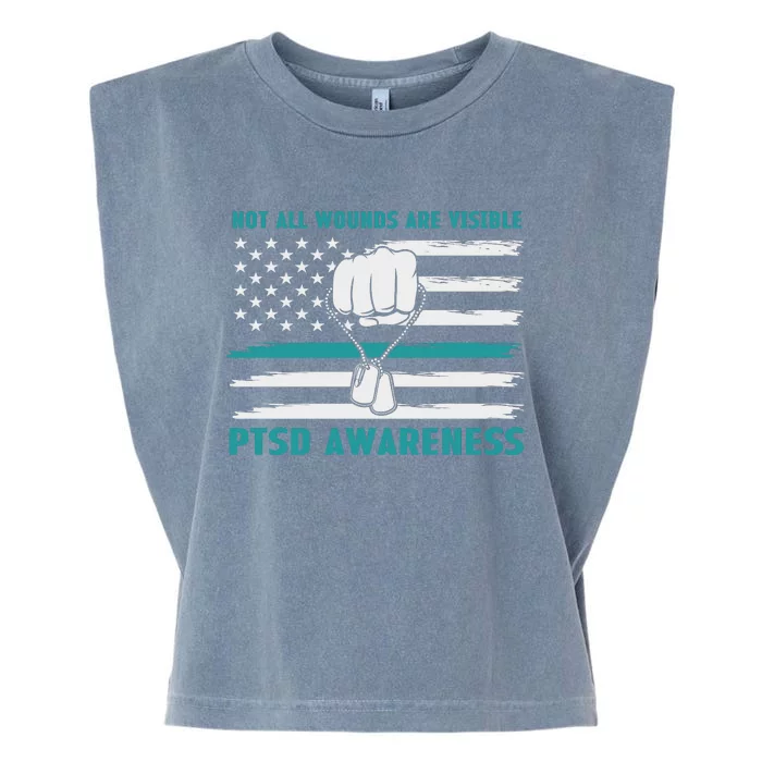 PTSD Awareness Hope Support Love Not All Wounds Are Visible Garment-Dyed Women's Muscle Tee