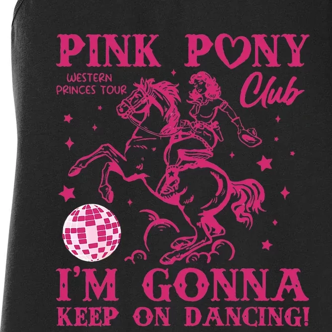 Pony And Heels Lover Girl Dacing Clubs Cowgirl Women's Racerback Tank