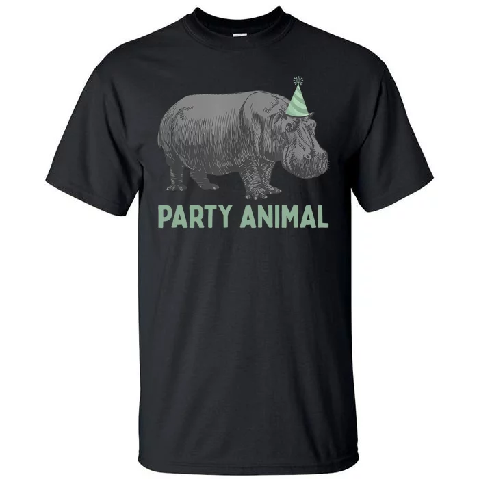 Party Animal Hippo Funny Birthday Tall T-Shirt