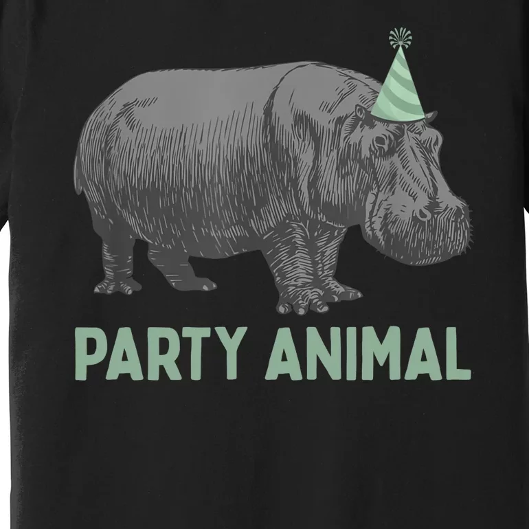 Party Animal Hippo Funny Birthday Premium T-Shirt