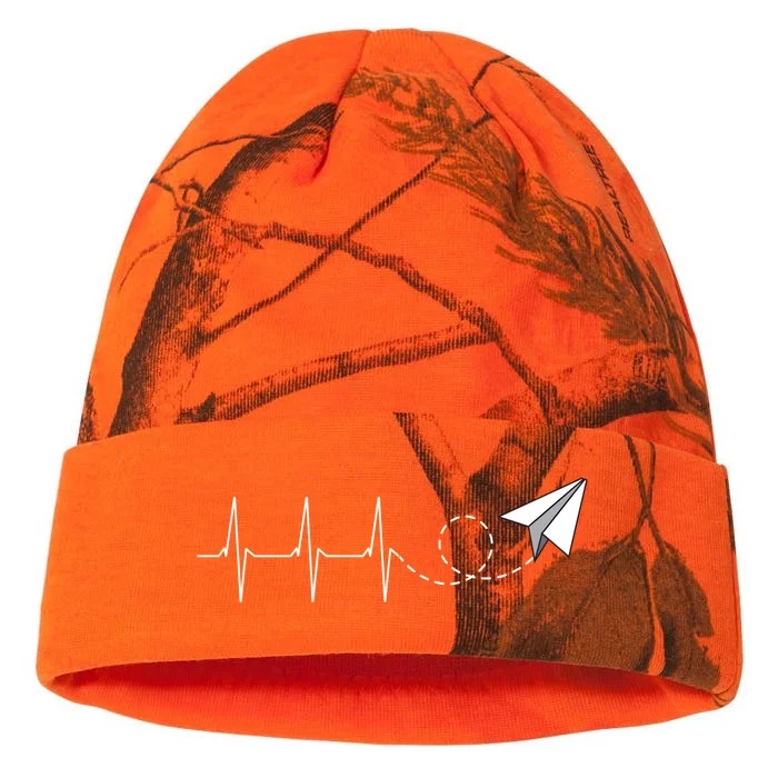 Paper Airplane Heartbeat Aeronautical Engineering Funny Gift Kati - 12in Camo Beanie