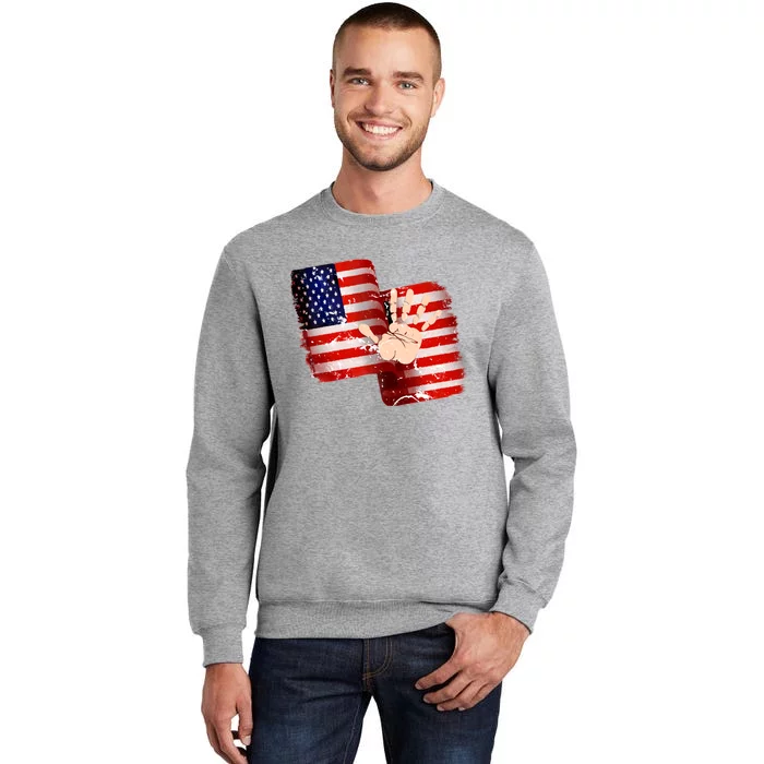 Pledge Allegiance Hand Made USA 4th Of July US Flag Day Tall Sweatshirt