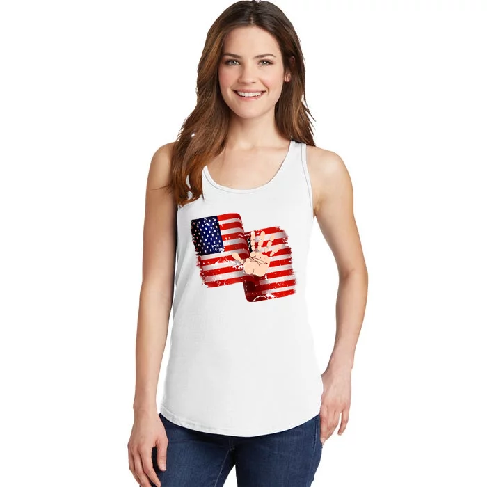 Pledge Allegiance Hand Made USA 4th Of July US Flag Day Ladies Essential Tank