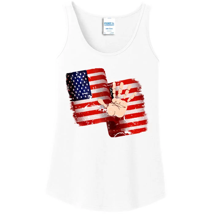 Pledge Allegiance Hand Made USA 4th Of July US Flag Day Ladies Essential Tank