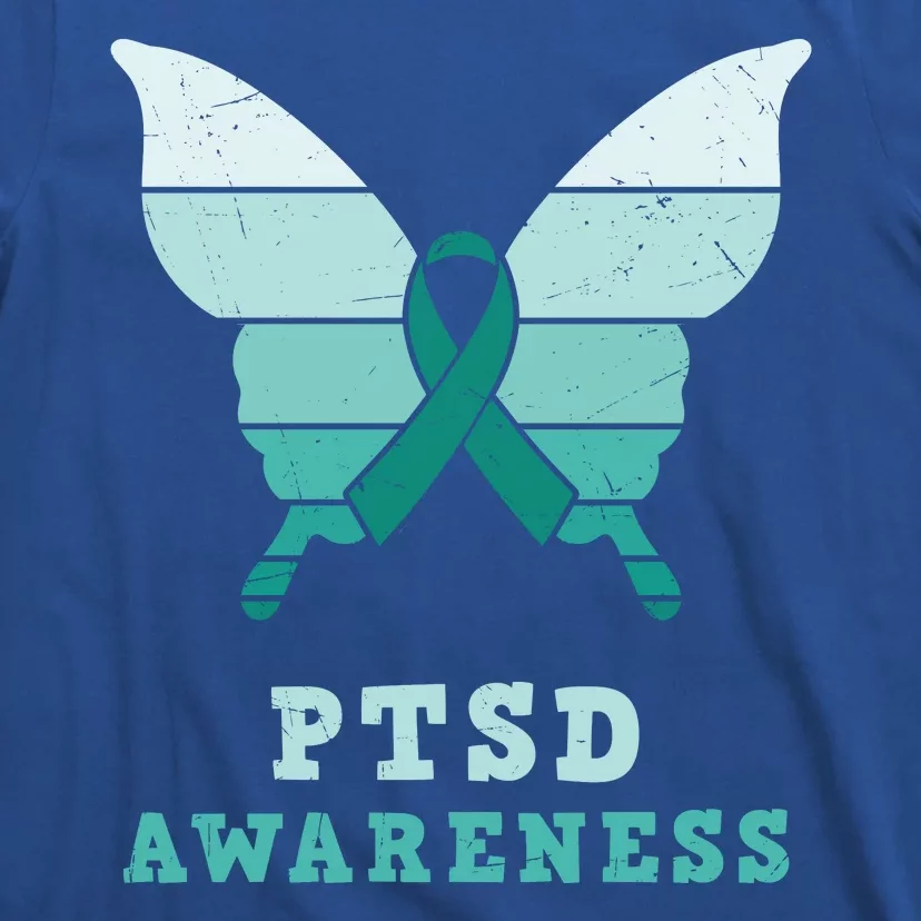 PTSD Awareness Hope Support Love Butterflt Ribbon T-Shirt