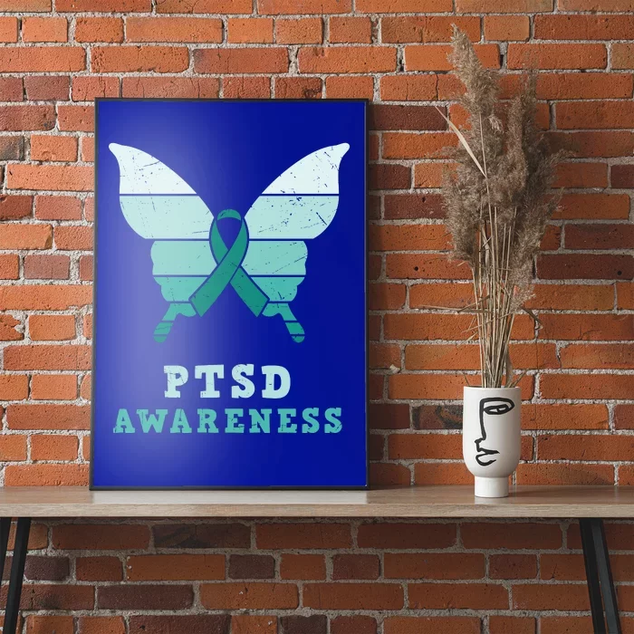 PTSD Awareness Hope Support Love Butterflt Ribbon Poster