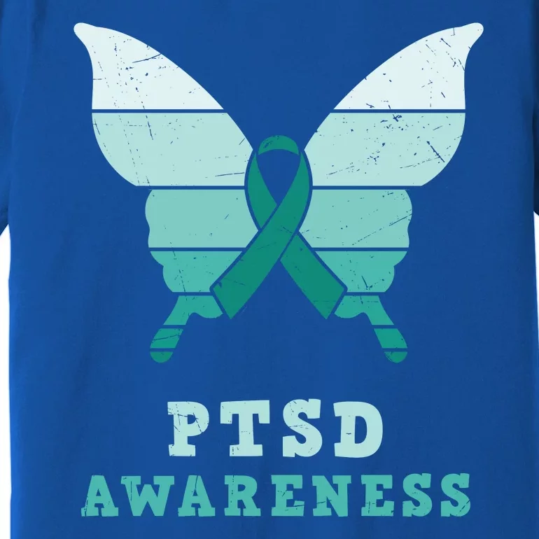 PTSD Awareness Hope Support Love Butterflt Ribbon Premium T-Shirt