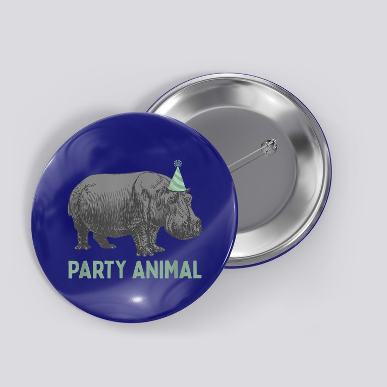 Party Animal Hippo Birthday Gift Funny Hippo Birthday Gift Button