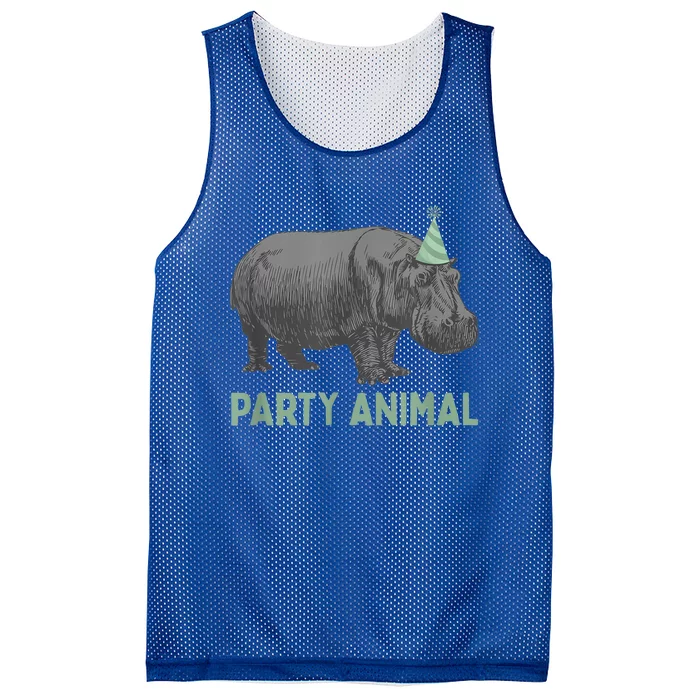 Party Animal Hippo Birthday Gift Funny Hippo Birthday Gift Mesh Reversible Basketball Jersey Tank