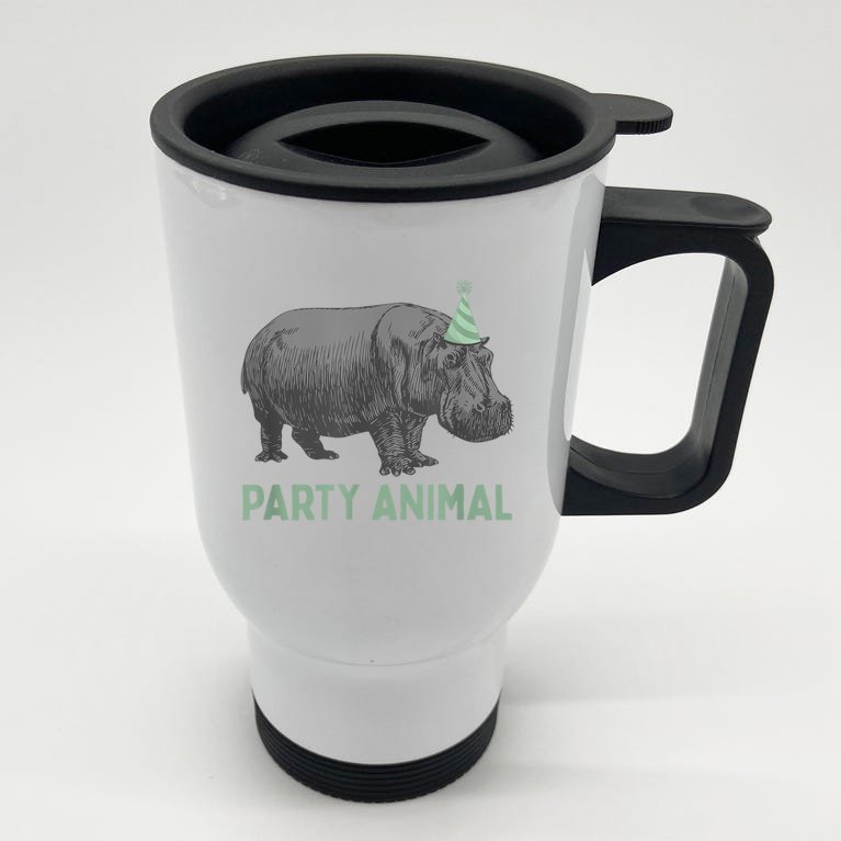 Party Animal Hippo Birthday Gift Funny Hippo Birthday Gift Stainless Steel Travel Mug