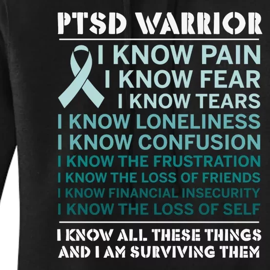 PTSD Awareness Hope Support Love Ribbon Women's Pullover Hoodie