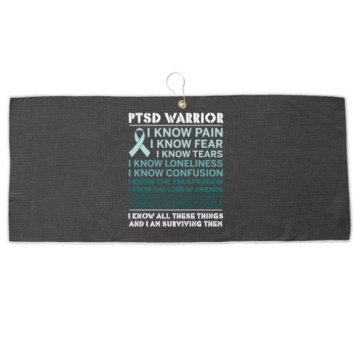 PTSD Awareness Hope Support Love Ribbon Large Microfiber Waffle Golf Towel