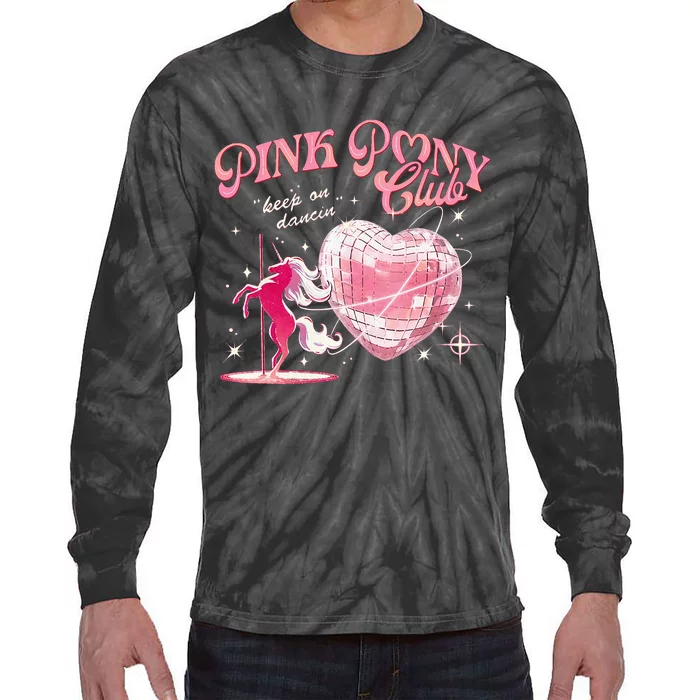 Pony And Heels Lover Clubs Disco Birthday Cowgirl Tie-Dye Long Sleeve Shirt