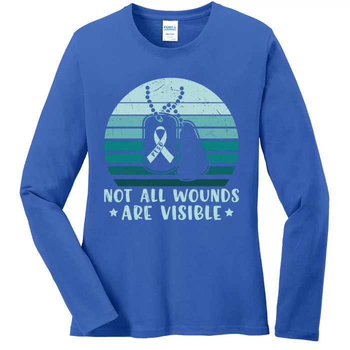 PTSD Awareness Hope Support Love Not All Wounds Are Visible Ladies Long Sleeve Shirt