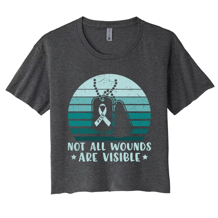 PTSD Awareness Hope Support Love Not All Wounds Are Visible Women's Crop Top Tee