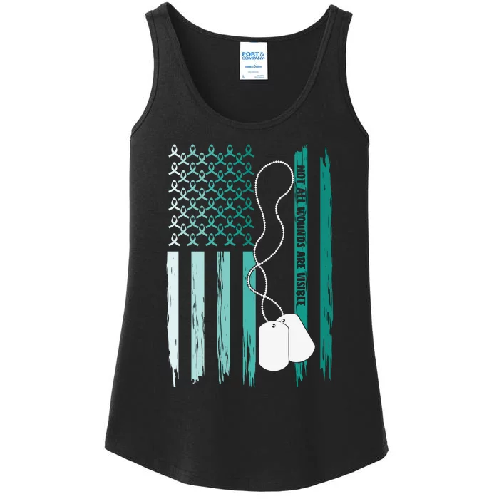 PTSD Awareness Hope Support Love Not All Wounds Are Visible Ladies Essential Tank