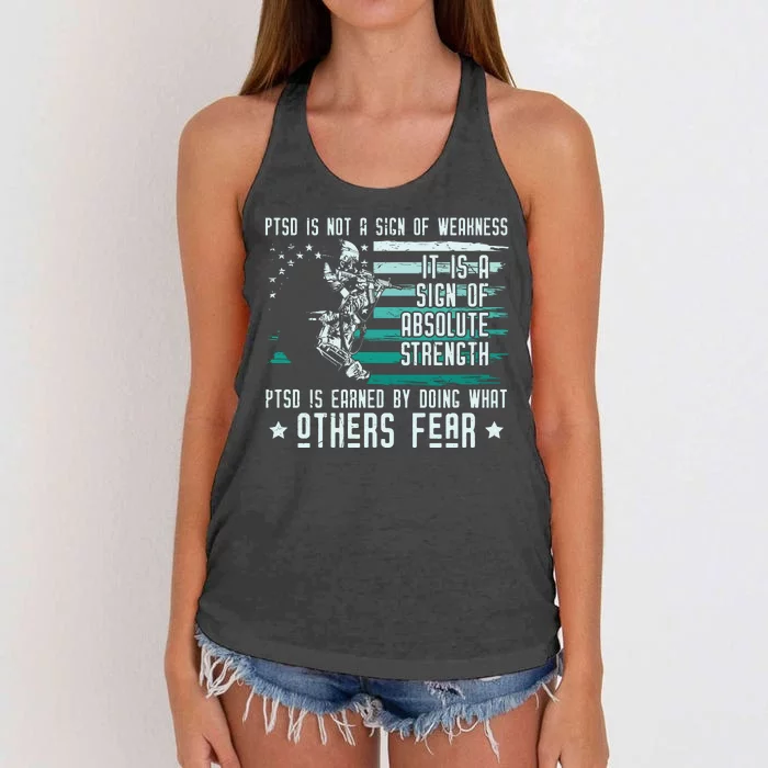 PTSD Awareness Hope Support Love Not All Wounds Are Visible Women's Knotted Racerback Tank