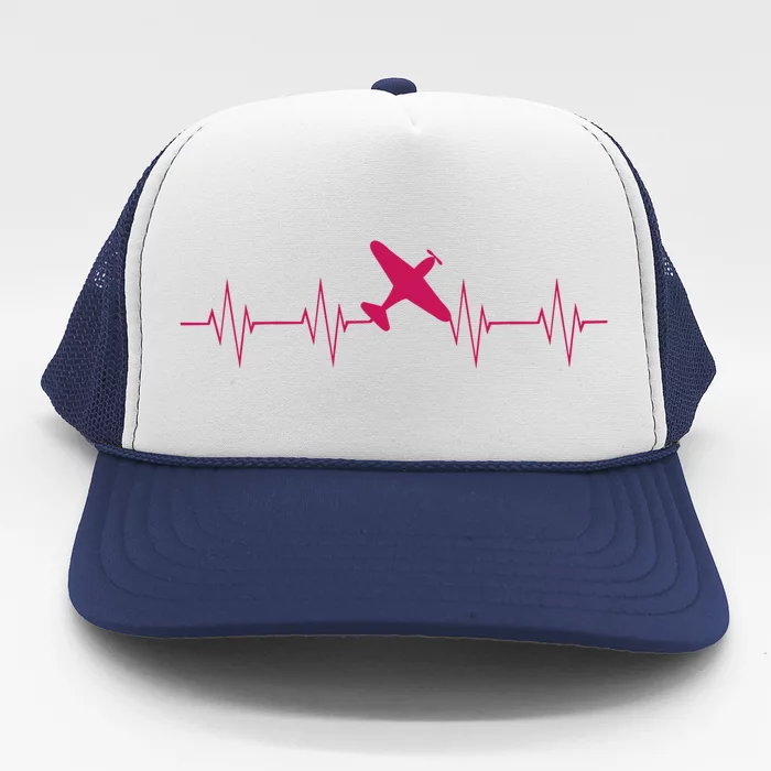 Pilot Airplane Heartbeat Gift Trucker Hat