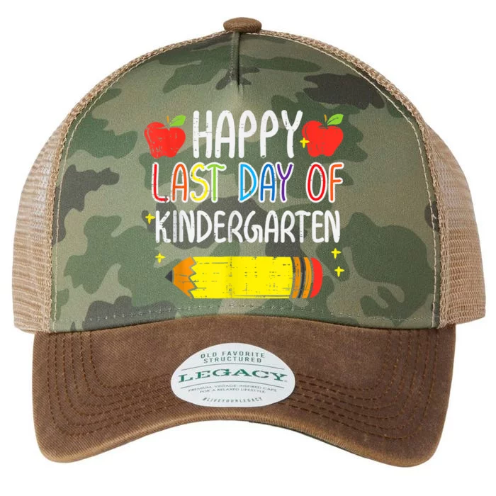 Pencil Apple Happy Last Day Of Kindergarten School Teacher Legacy Tie Dye Trucker Hat