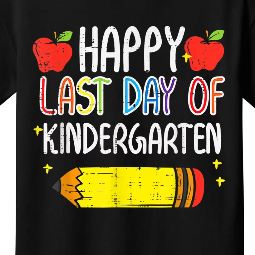 Pencil Apple Happy Last Day Of Kindergarten School Teacher Kids T-Shirt