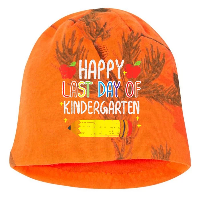 Pencil Apple Happy Last Day Of Kindergarten School Teacher Kati - Camo Knit Beanie