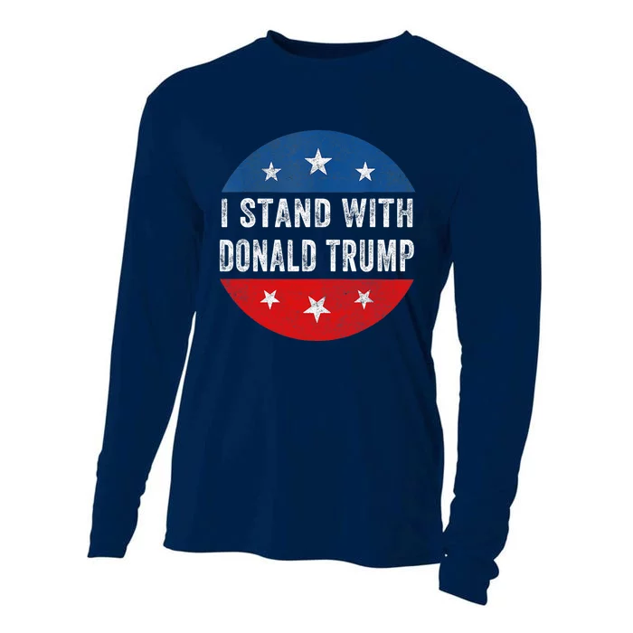 Pro America I Stand Wit Trump America Flag Vintage Cooling Performance Long Sleeve Crew