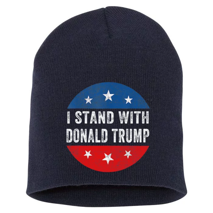 Pro America I Stand Wit Trump America Flag Vintage Short Acrylic Beanie