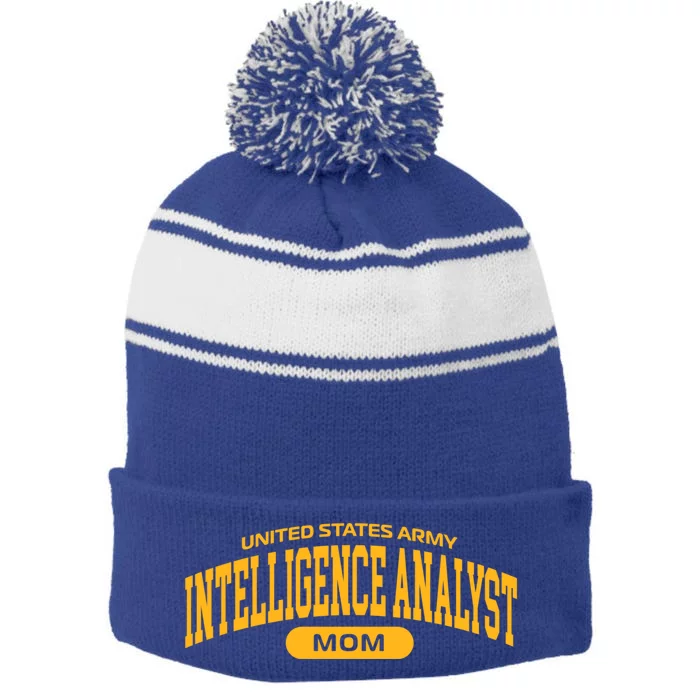 Proud Army Intelligence Analyst Mom Gift Stripe Pom Pom Beanie