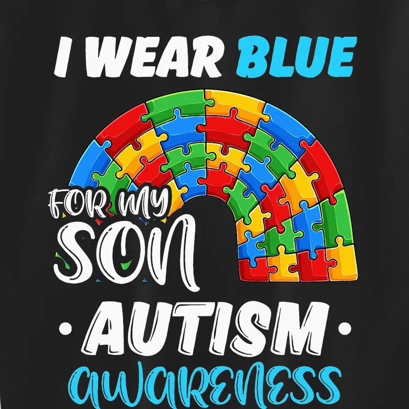 puzzle Autism I Wear Blue For Son Autism Awareness Kids Sweatshirt