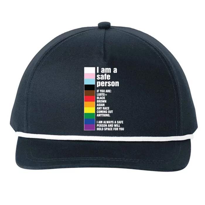 Pride Ally I Am A Safe Person Lgbtq Snapback Five-Panel Rope Hat