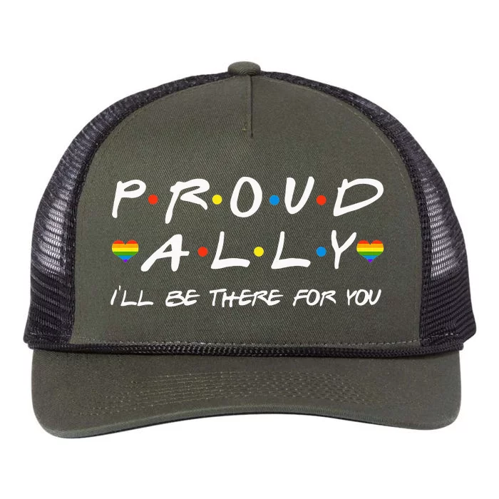 Proud Ally Ill Be There For You LGBT Retro Rope Trucker Hat Cap