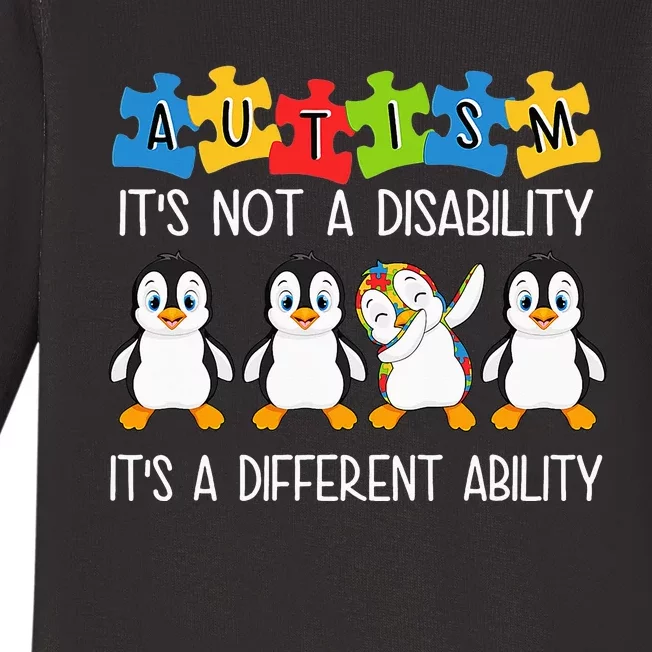 Penguin Autism Is Not A Disability It's A Different Ability Baby Long Sleeve Bodysuit