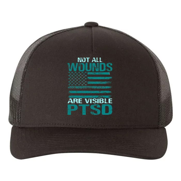 PTSD Awareness I Wear Teal Support The Troops Yupoong Adult 5-Panel Trucker Hat