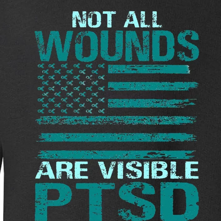 PTSD Awareness I Wear Teal Support The Troops Toddler Sweatshirt