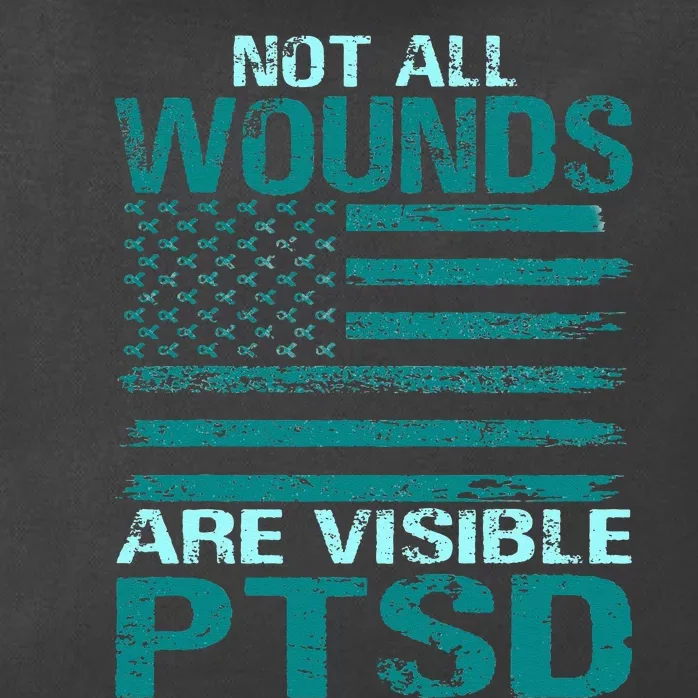 PTSD Awareness I Wear Teal Support The Troops Zip Tote Bag