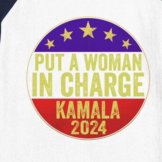 Put A In Charge Female Kamala Harris Political Funny Gift Baseball Sleeve Shirt