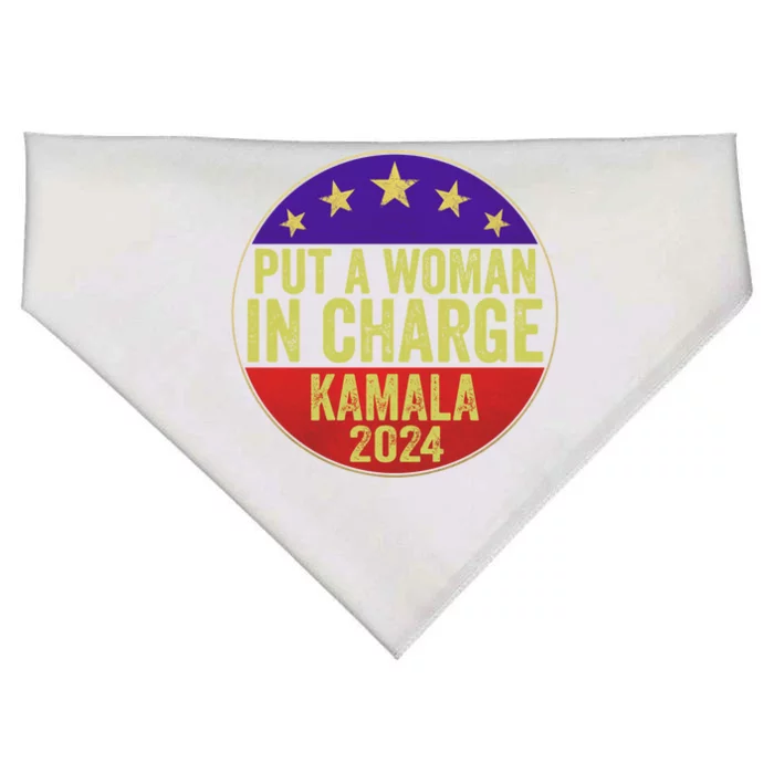 Put A In Charge Female Kamala Harris Political Funny Gift USA-Made Doggie Bandana