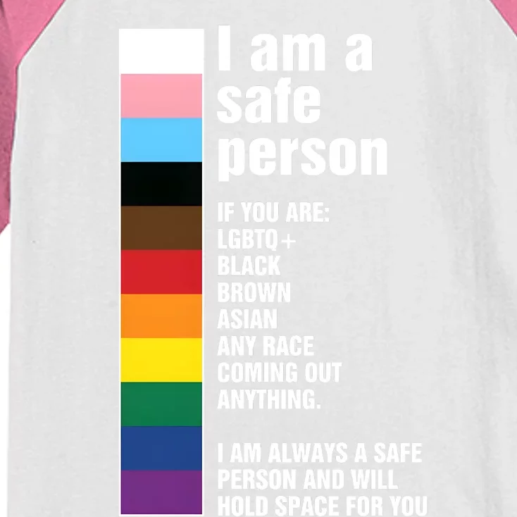 Pride Ally I Am A Safe Person Lgbtq Kids Colorblock Raglan Jersey