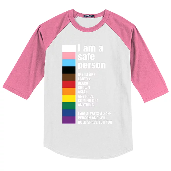 Pride Ally I Am A Safe Person Lgbtq Kids Colorblock Raglan Jersey