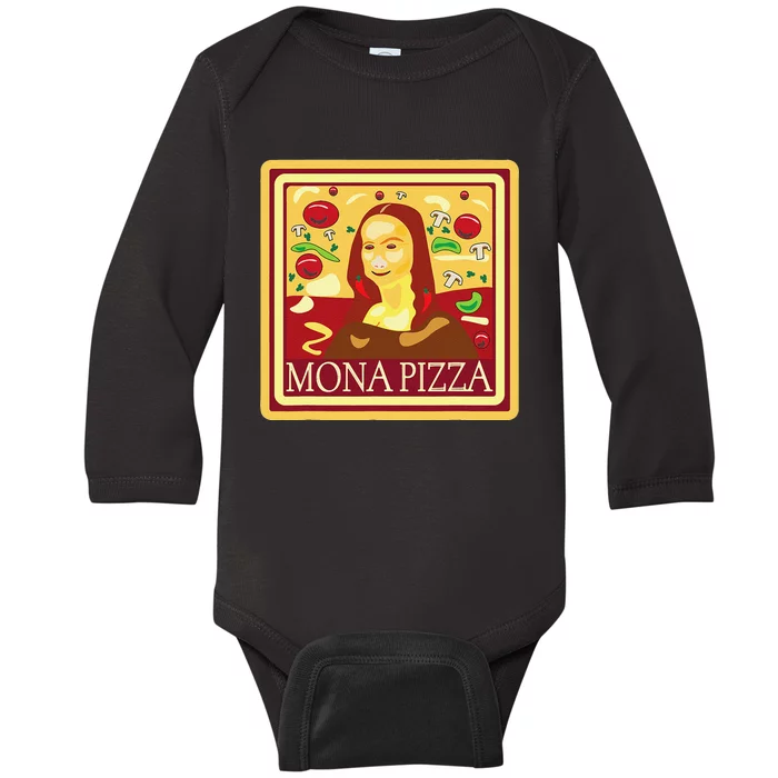 Pizza Art Italian Food Funny Humor Baby Long Sleeve Bodysuit