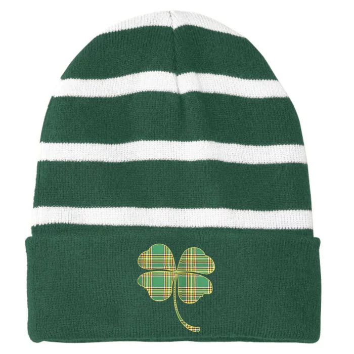 Paid Shamrock Clover Striped Beanie with Solid Band