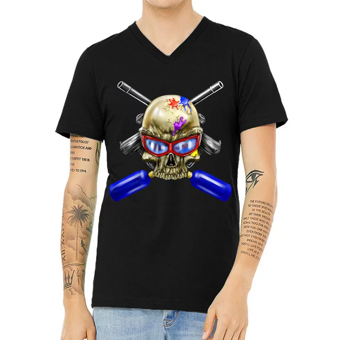 Paintball Skull V-Neck T-Shirt