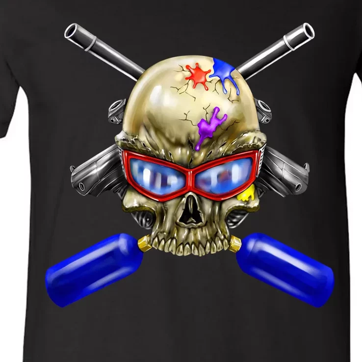 Paintball Skull V-Neck T-Shirt