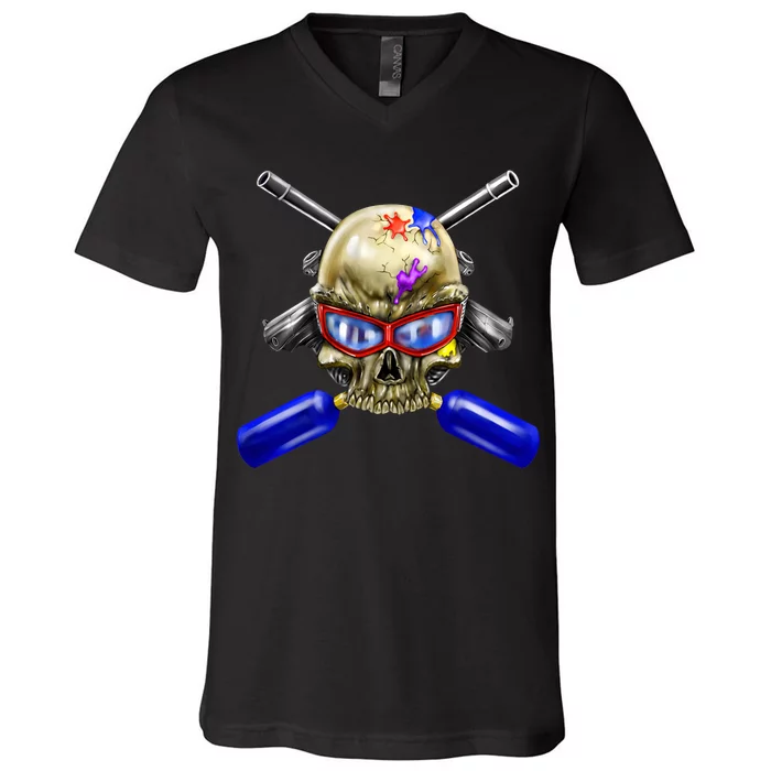 Paintball Skull V-Neck T-Shirt